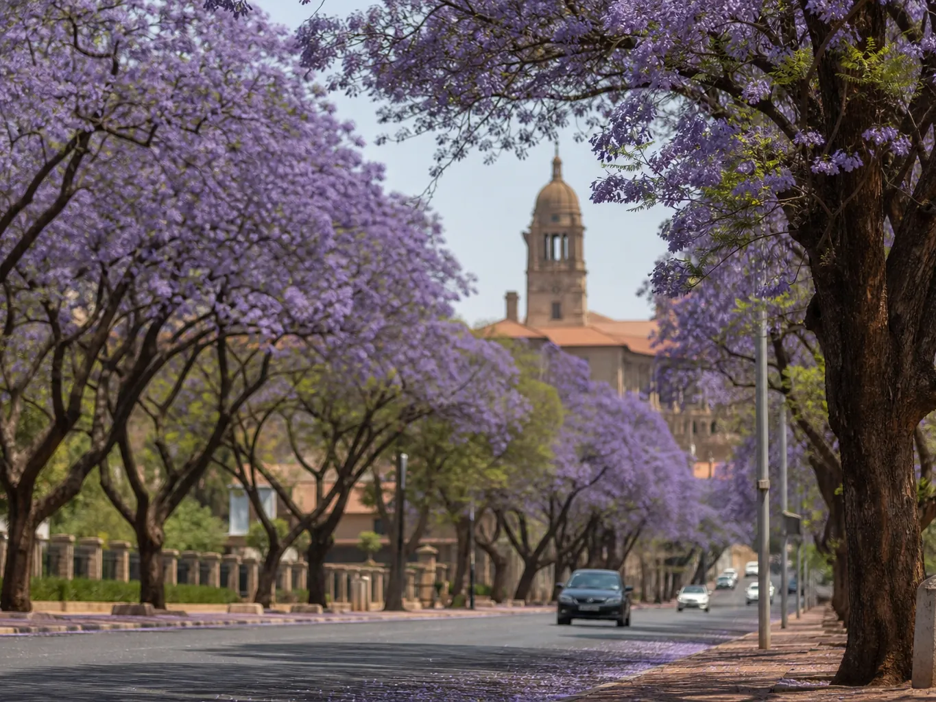 A jacaranda-lined avenue in Pretoria